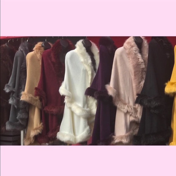 ELEGANT Purple Faux Fur Double Layer CAPE Coat - Picture 8 of 10